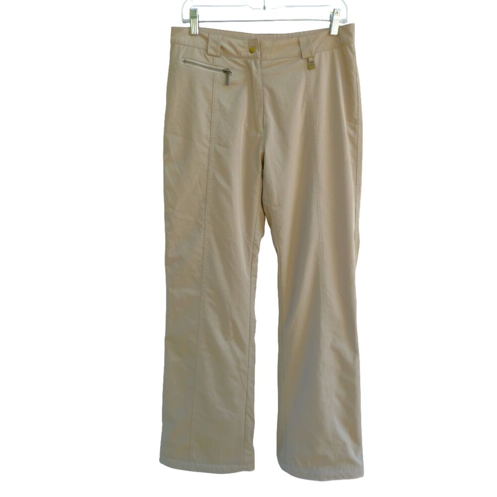 Nils Skiwear Khaki Tan Snow Pants Lined Zipper Snap Inside Gaiter Fabric Japan L